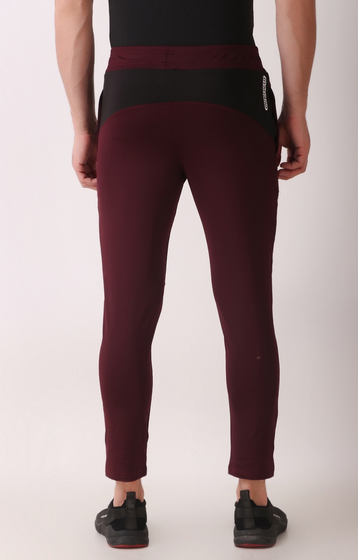 GYMYARD | GYMYARD Men's Active Wear and Casual Slim Fit Lycra Wine Trackpant with Zipper Pockets 4