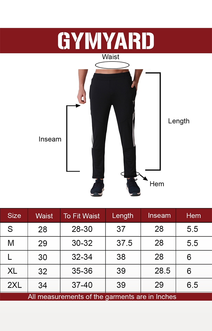 GYMYARD Men's Workout Lycra Black Trackpant with Zipper Pockets