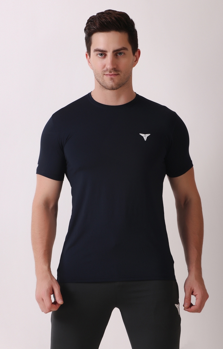 GYMYARD Men's Active Wear Navy Blue T-Shirt