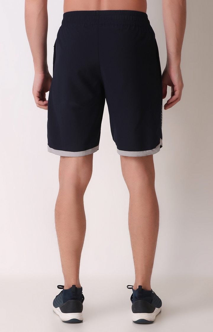 GYMYARD | GYMYARD N.S Lycra Navy Blue Shorts for Men with Both Side Safety Zipper Pockets 3