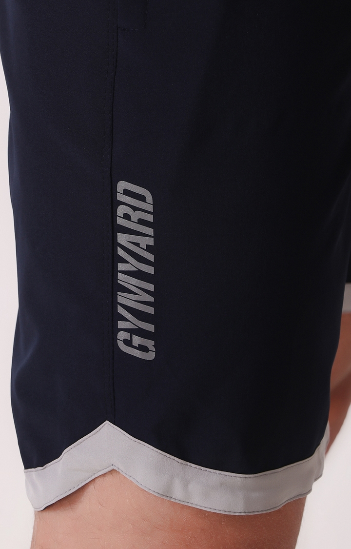 GYMYARD | GYMYARD N.S Lycra Navy Blue Shorts for Men with Both Side Safety Zipper Pockets 5
