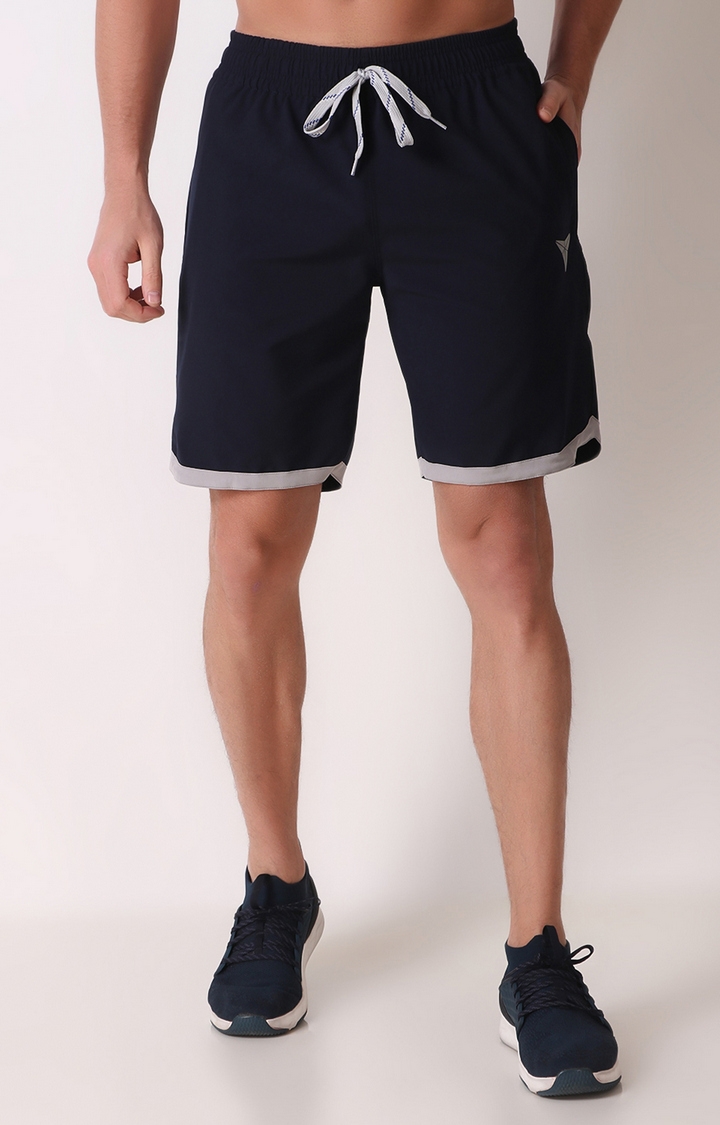 GYMYARD | GYMYARD N.S Lycra Navy Blue Shorts for Men with Both Side Safety Zipper Pockets 2