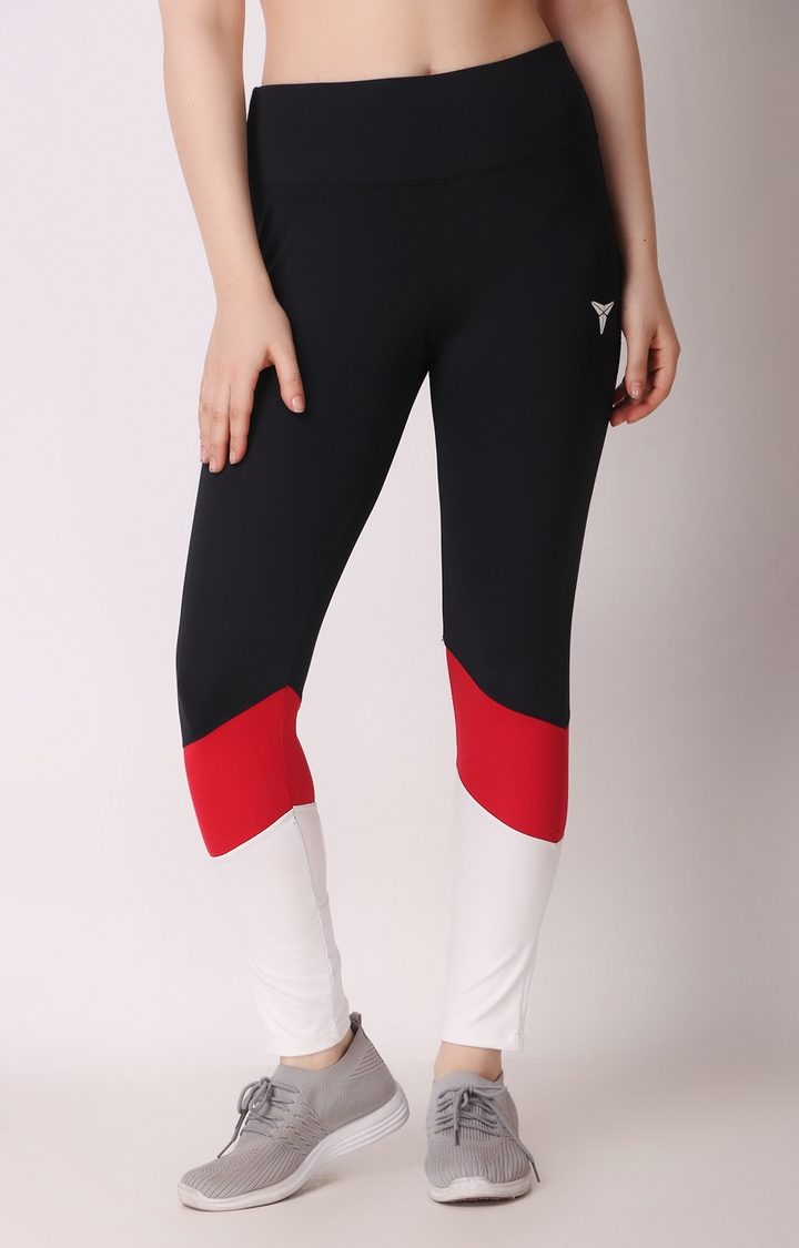 GYMYARD High Waist Gym, Yoga, Sports and Casual Skinny Red-White Tights for Women's
