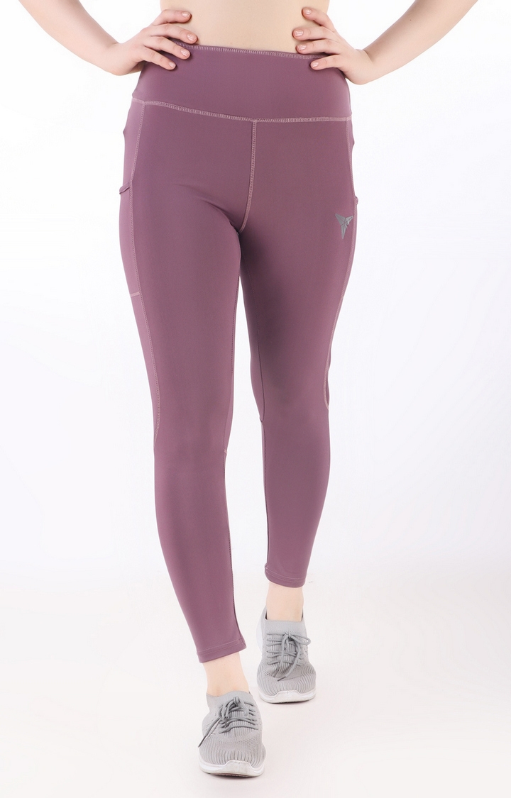 GYMYARD High Waist Gym, Yoga, Sports and Casual Wear Light Pink Tights for Women's
