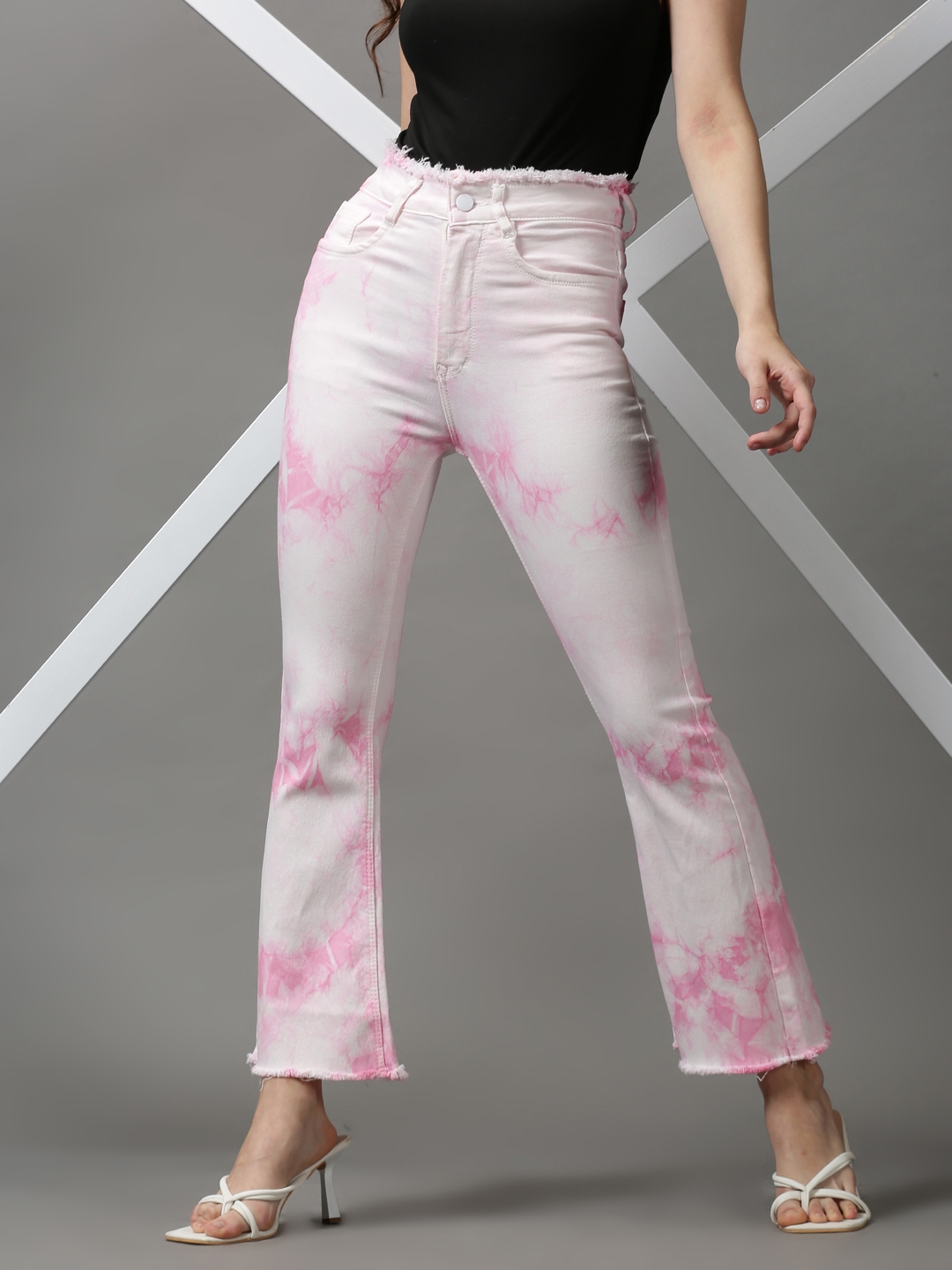 SHOWOFF Women's Clean Look Bootcut Pink Denim Jeans
