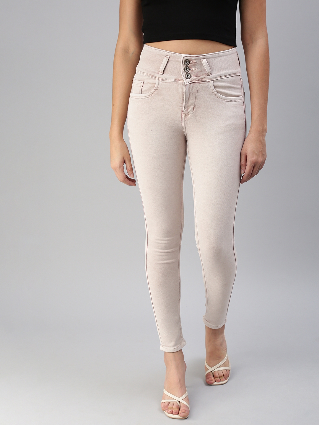 Showoff | SHOWOFF Women's Clean Look Pink Skinny Fit Denim Jeans