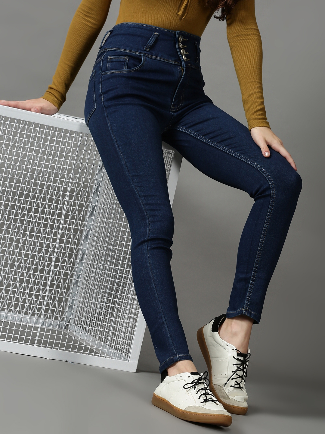 Showoff | SHOWOFF Women's Clean Look Skinny Fit Navy Blue Denim Jeans