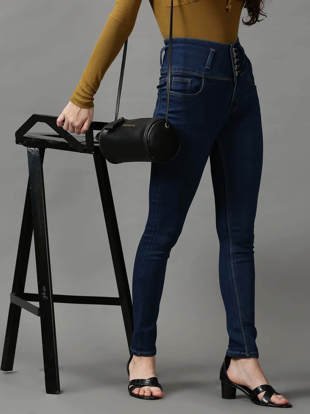 Showoff | SHOWOFF Women's Clean Look Skinny Fit Navy Blue Denim Jeans
