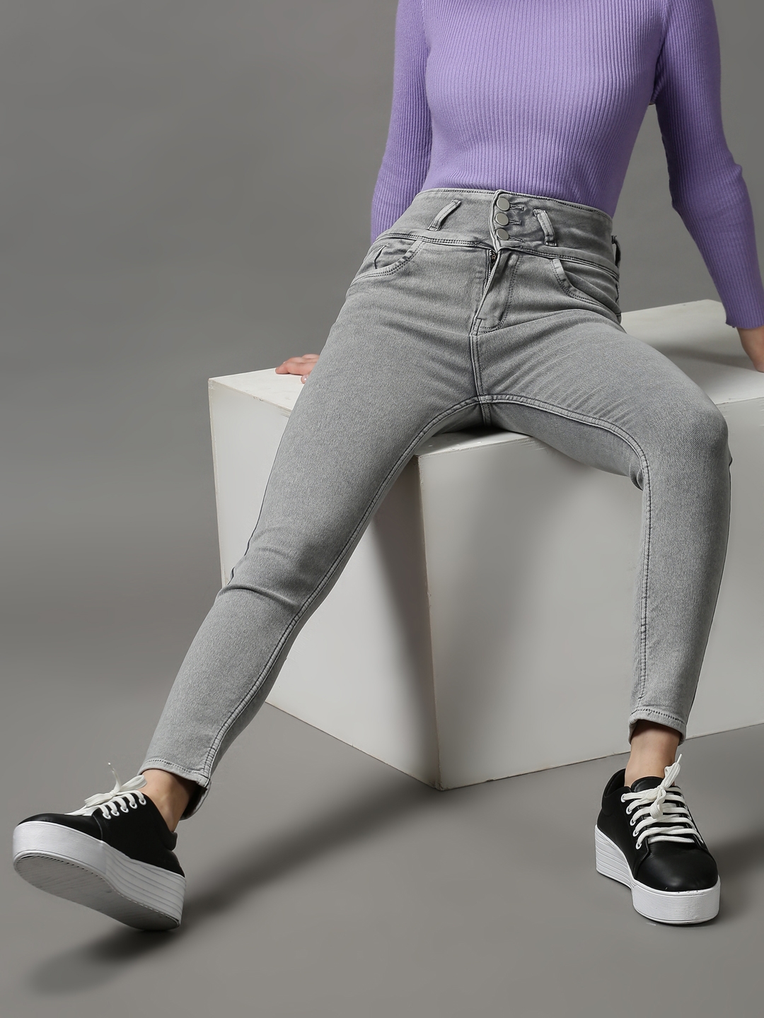Showoff | SHOWOFF Women's Clean Look Skinny Fit Grey Denim Jeans
