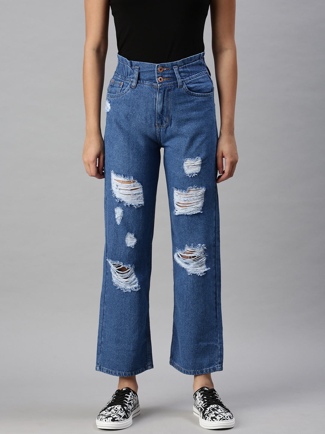 Showoff | Showoff Women's Casual Wide Leg High-Rise Blue Jeans