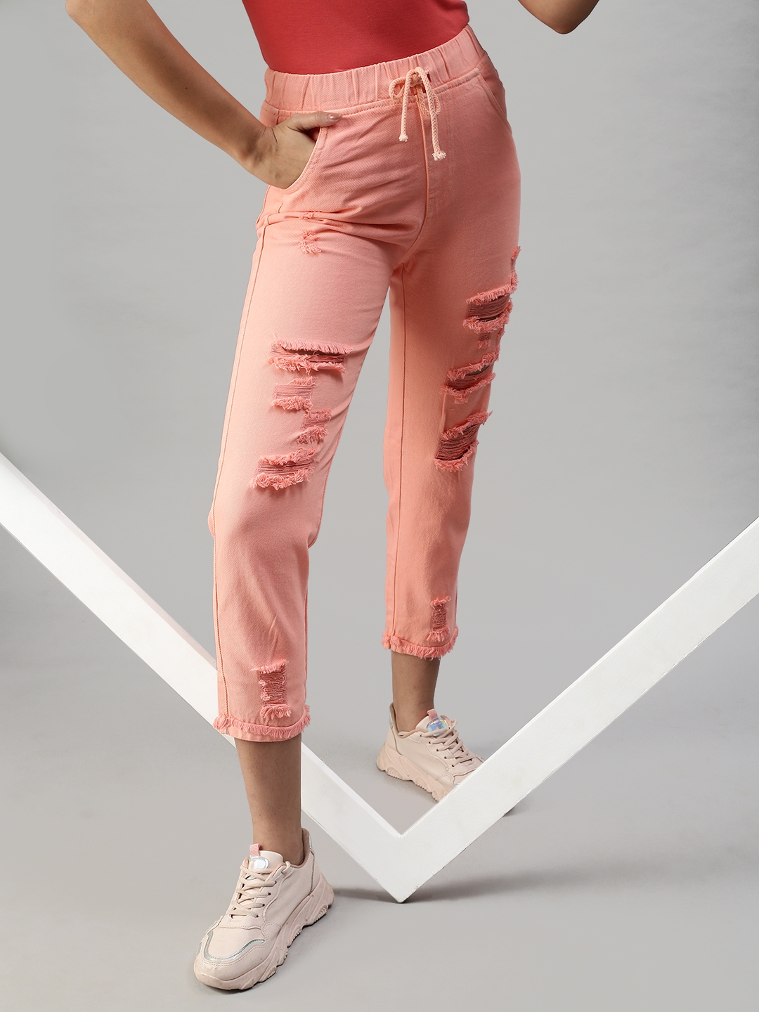 Showoff | Showoff Women's Casual Jogger High-Rise Pink Jeans