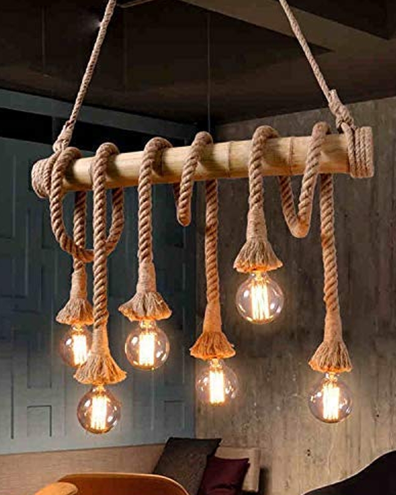 Order Happiness | Order Happiness Pendant Hanging Lamps Bamboo Lighting (6-Light)