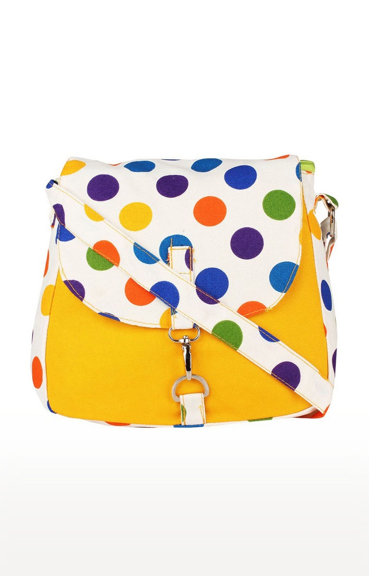 Vivinkaa Multi Coloured Polka Dots Canvas Sling Bags