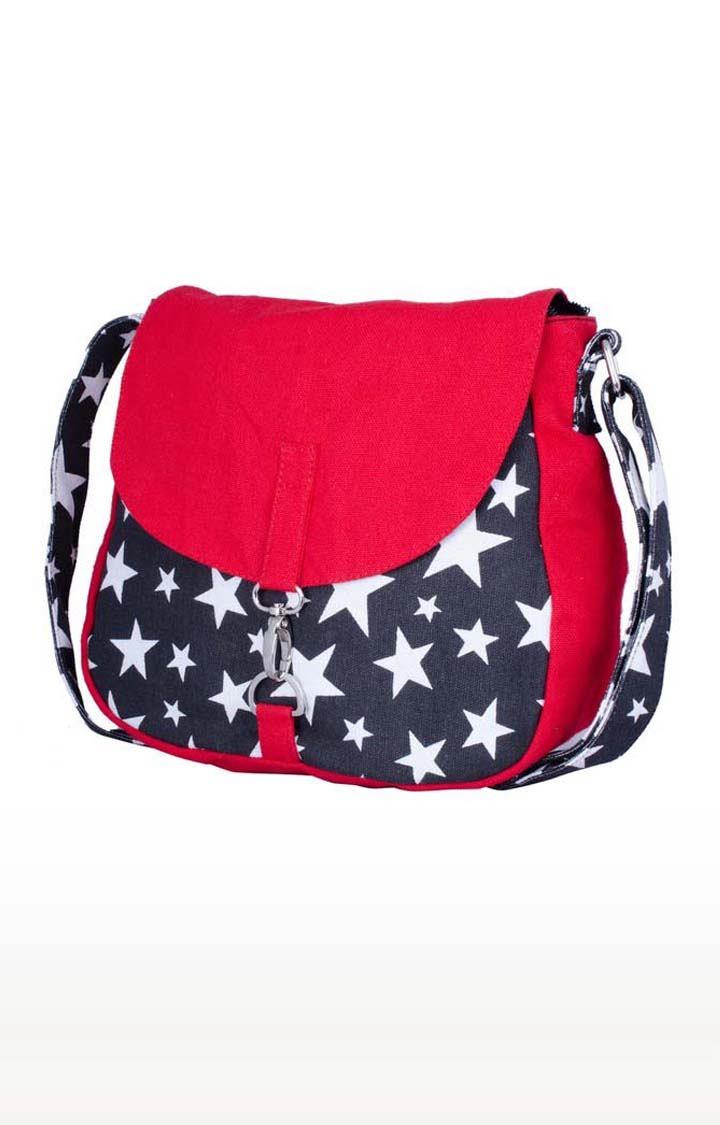 Vivinkaa | Vivinkaa Red Star Canvas Printed Sling Bags 3
