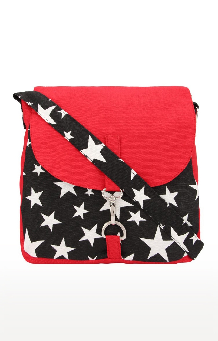 Vivinkaa Red Star Canvas Printed Sling Bags
