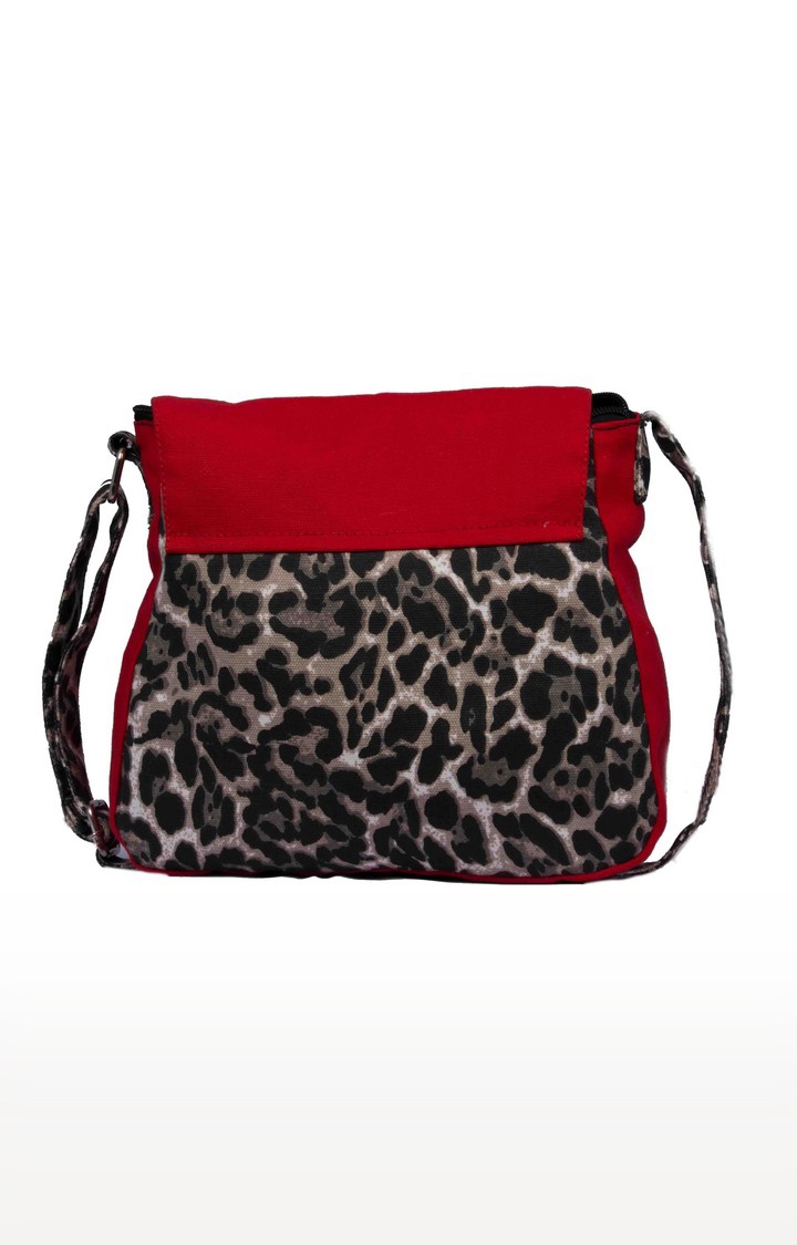 Vivinkaa Red Tiger Canvas Printed Sling Bags