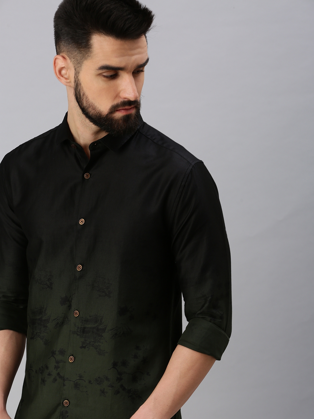 Showoff | SHOWOFF Men's Regular Sleeves Colourblocked Black Shirt