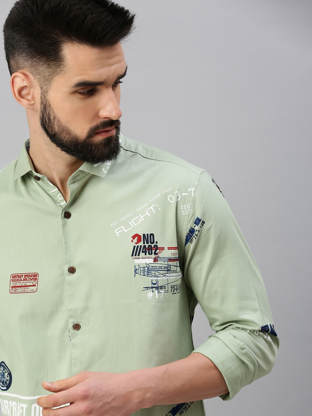Showoff | SHOWOFF Men's Regular Sleeves Humour and Comic Sea Green Shirt
