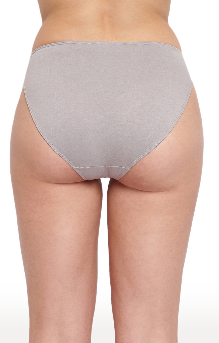 Grey Glamo Rise High Leg Bikini Panty - Pack Of 3
