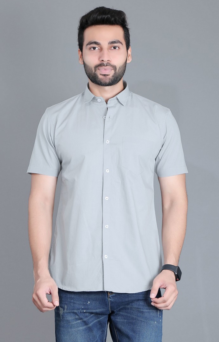 5th Anfold | Grey Solid Casual Shirt