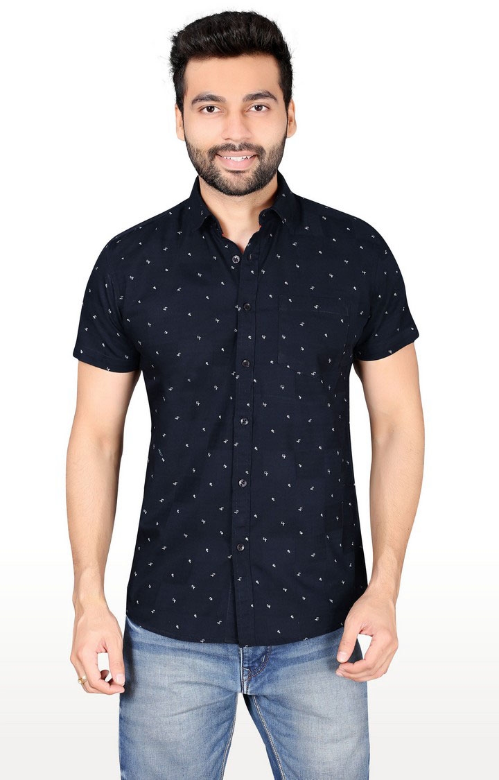 5th Anfold | Blue Printed Casual Shirt
