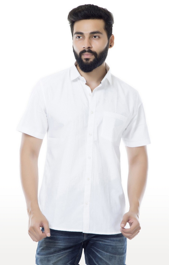 White Solid Casual Shirt