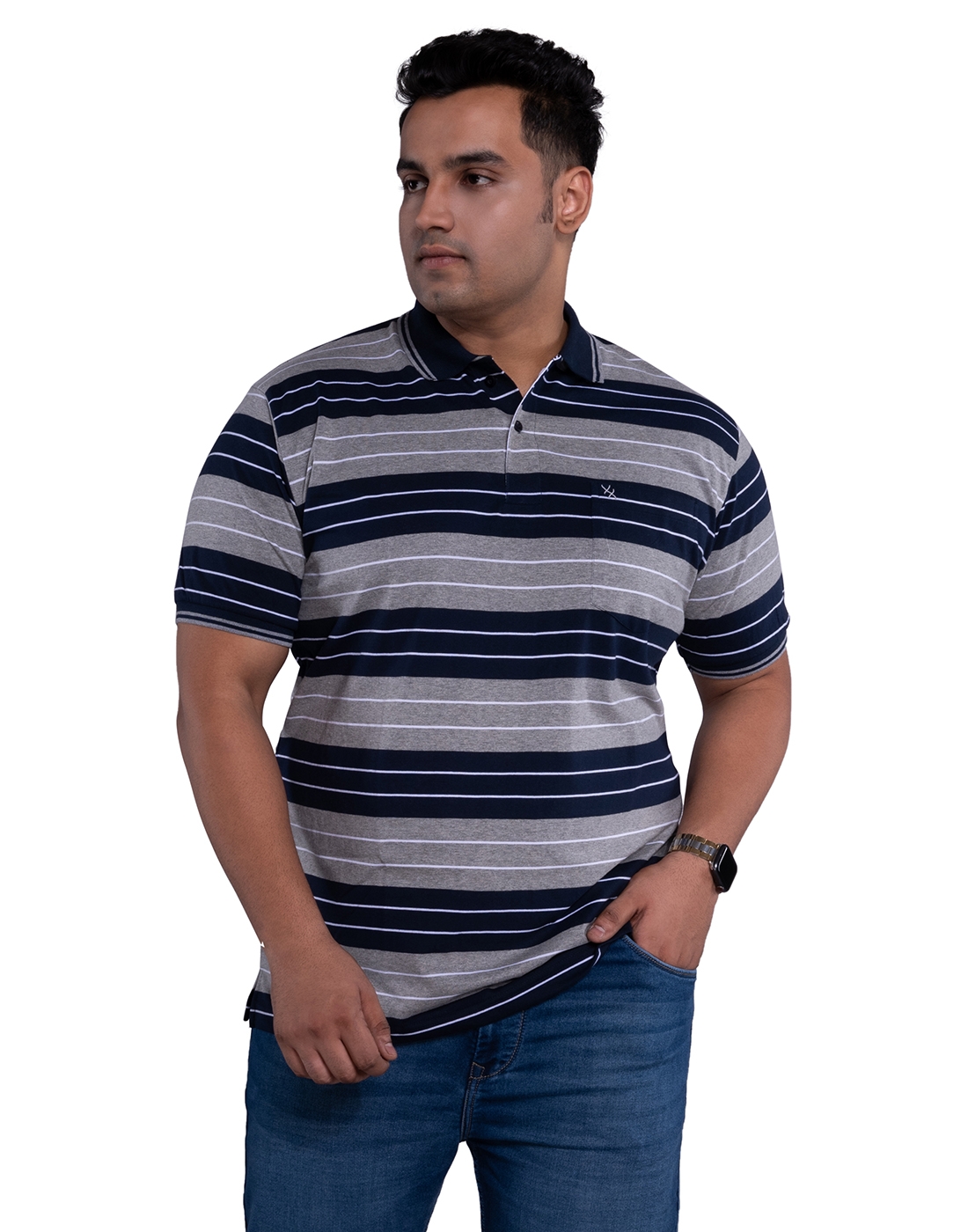 XMEX | Xmex Plus Size Men's All Over Striped T-shirt