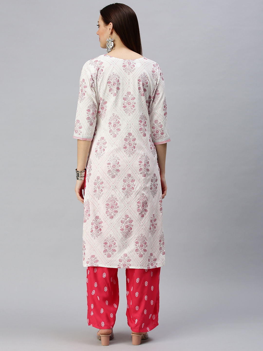 Showoff | Showoff Women's White Floral Kurta and Trouser  3
