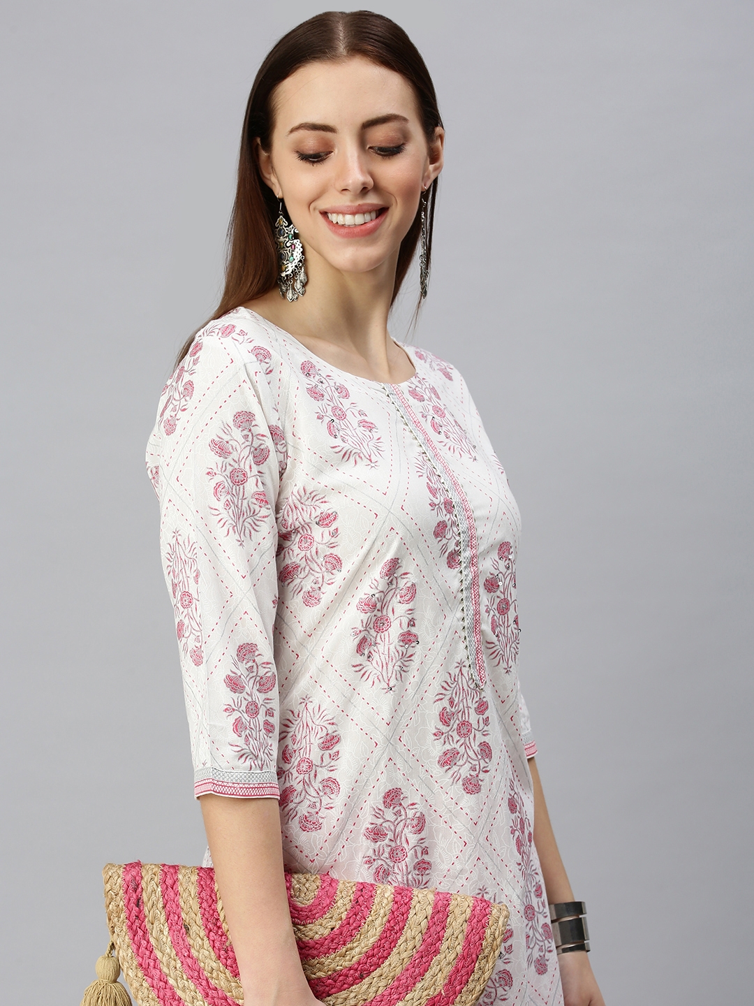 Showoff | Showoff Women's White Floral Kurta and Trouser 