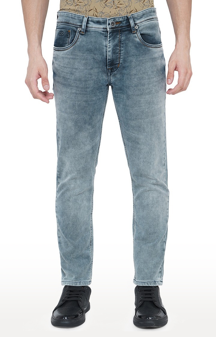 JBD-RD-0020 MID NIGHT GREY Men's Grey Cotton Blend Solid Jeans