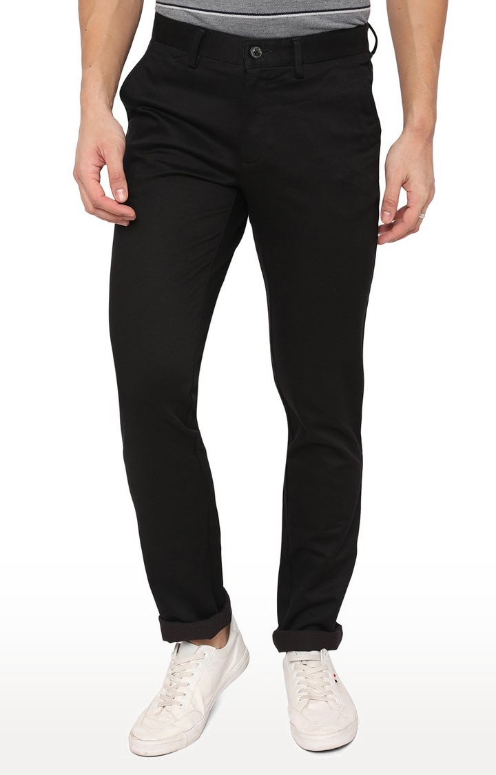 JBCT206/2,BLACK Men's Black Cotton Solid Trousers