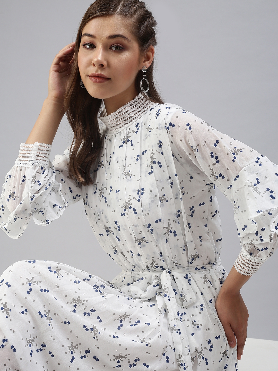 Showoff | SHOWOFF Women's Floral White Fit and Flare Dress
