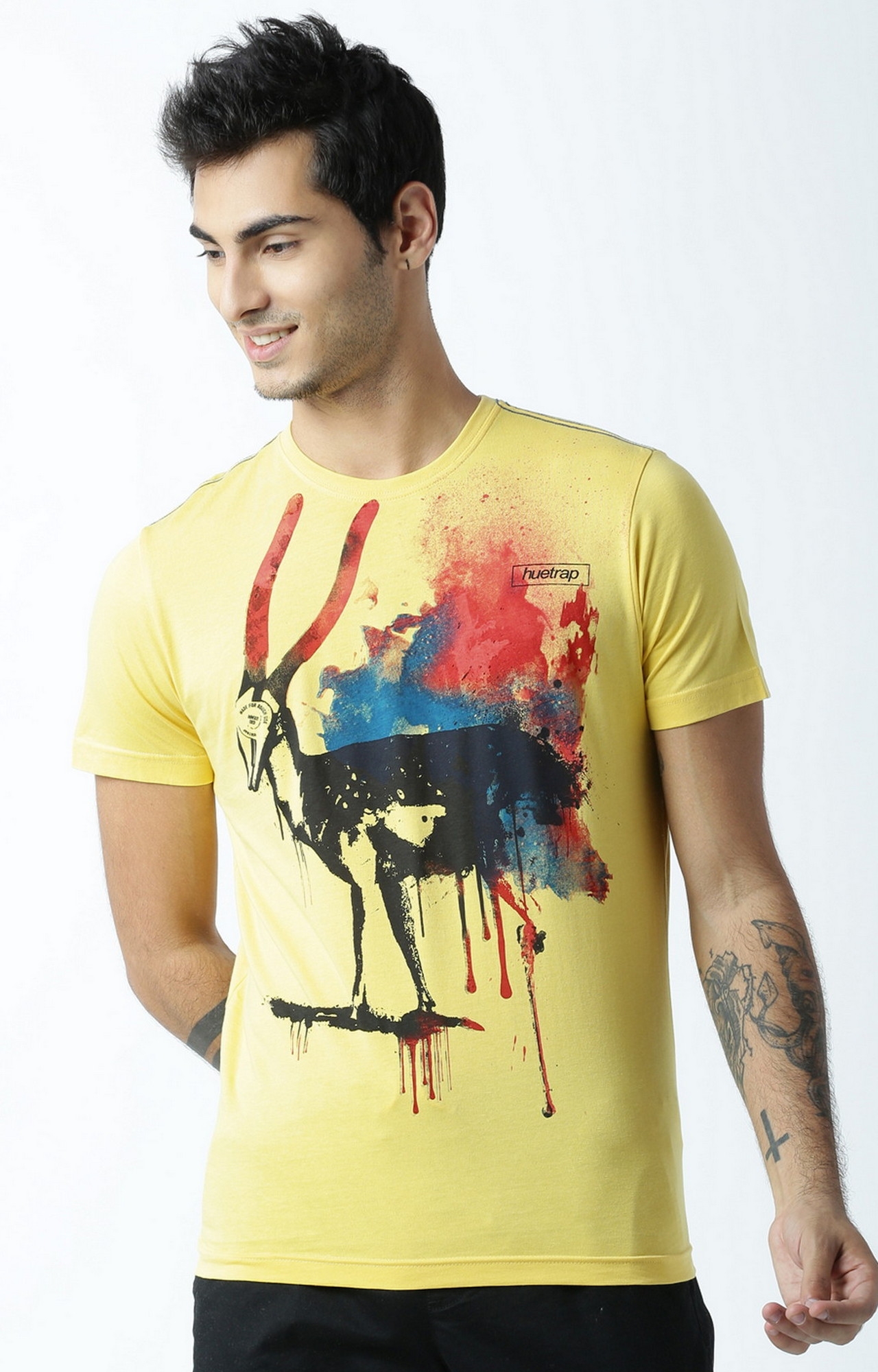 HUETRAP | Deer You Splash Yellow T Shirt