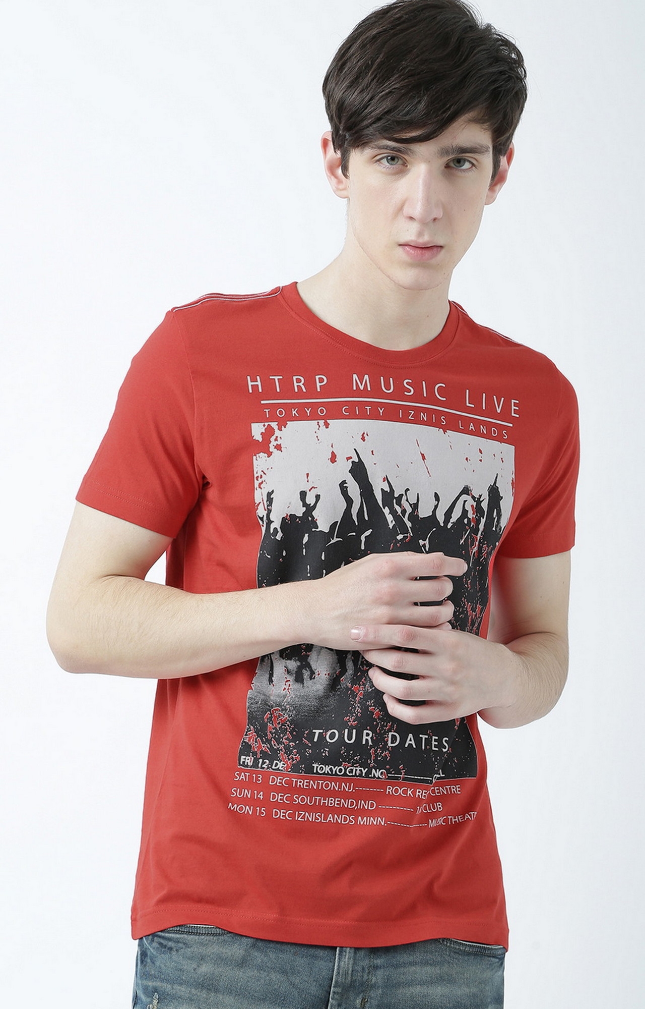 HUETRAP | Groove Your Way Red Printed T Shirt