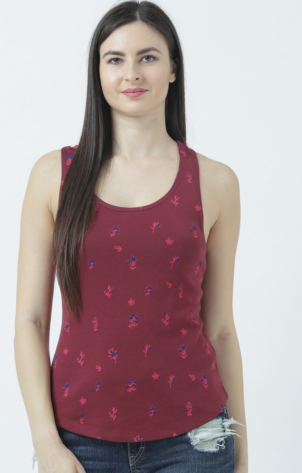 HUETRAP | Red Flowery Delight Racer back Tank Top