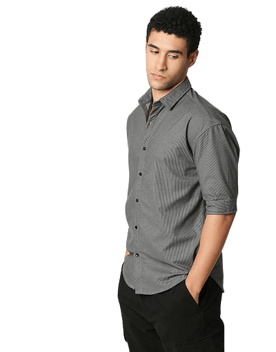 Hemsters | Hemsters Men Solid Casual Grey Shirt 1