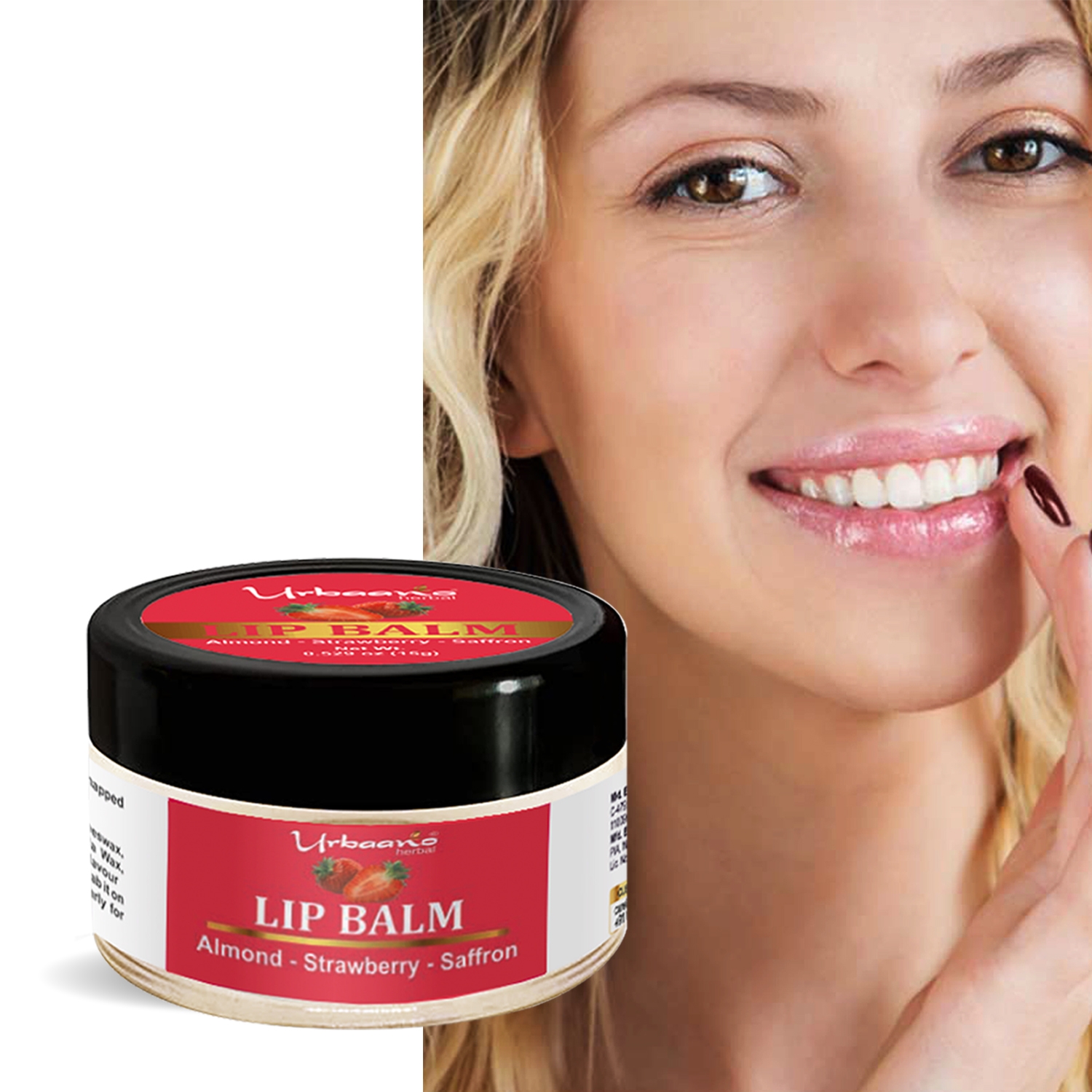 Urbaano Herbal | Urbaano Herbal Strawberry Lip Balm for Women & Men Dark, Dry, Pigmented and Chapped Lips & Teenagers- Hydrates lip, restores Lip color Naturally 15gm