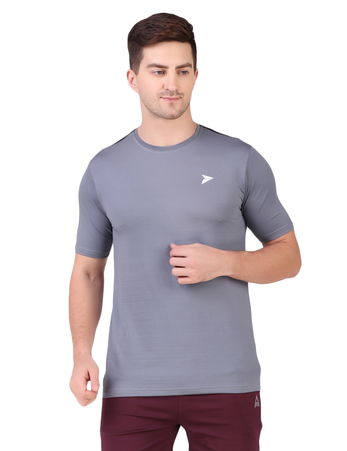 Fitinc Men's Round Neck Slimfit Gym & Active Sports Grey T-Shirt