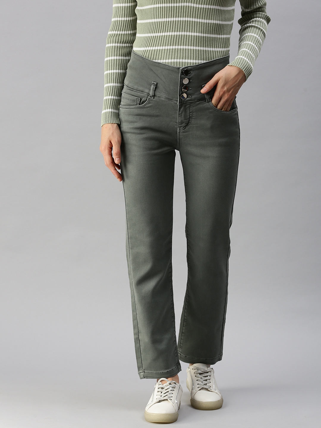 Showoff | SHOWOFF Women's Clean Look Grey Regular Fit Denim Jeans