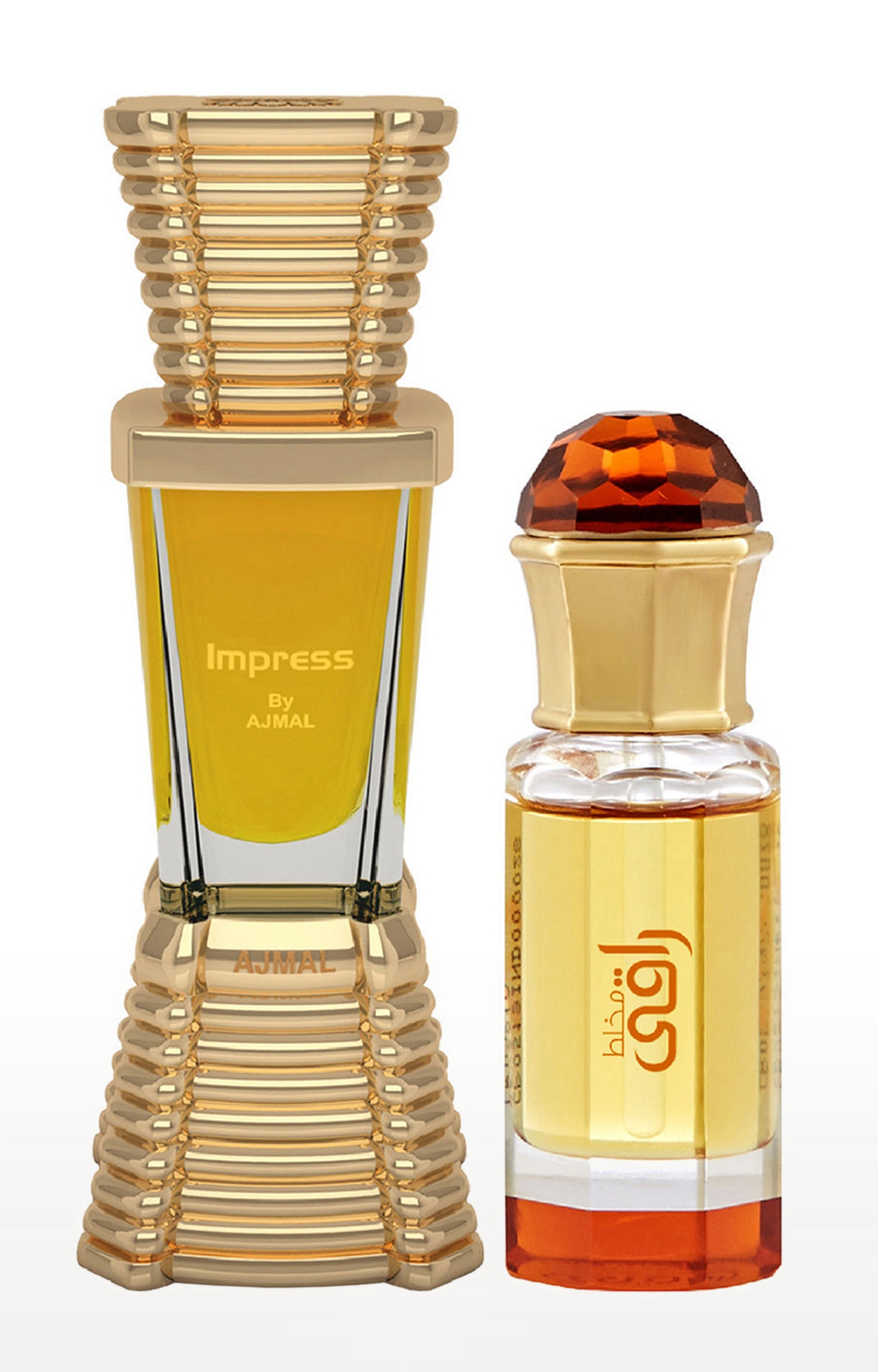 Ajmal | Ajmal Impress Concentrated Perfume Oil Alcohol-free Attar 10ml for Men and Mukhallat Raaqi Concentrated Perfume Oil Alcohol-free Attar 10ml for Unisex