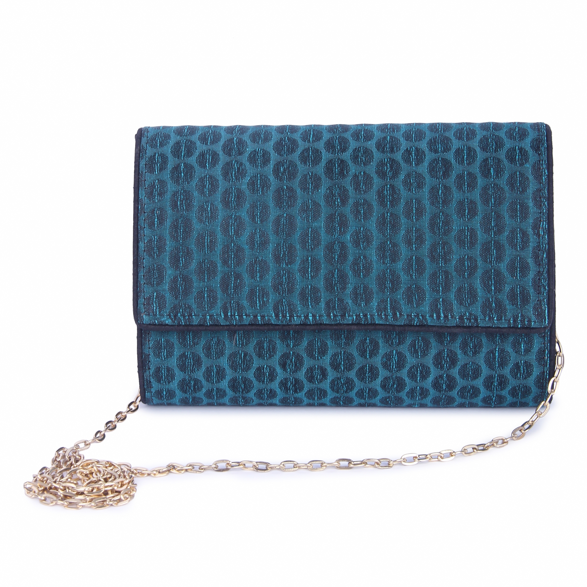 Dotted Teal clutch