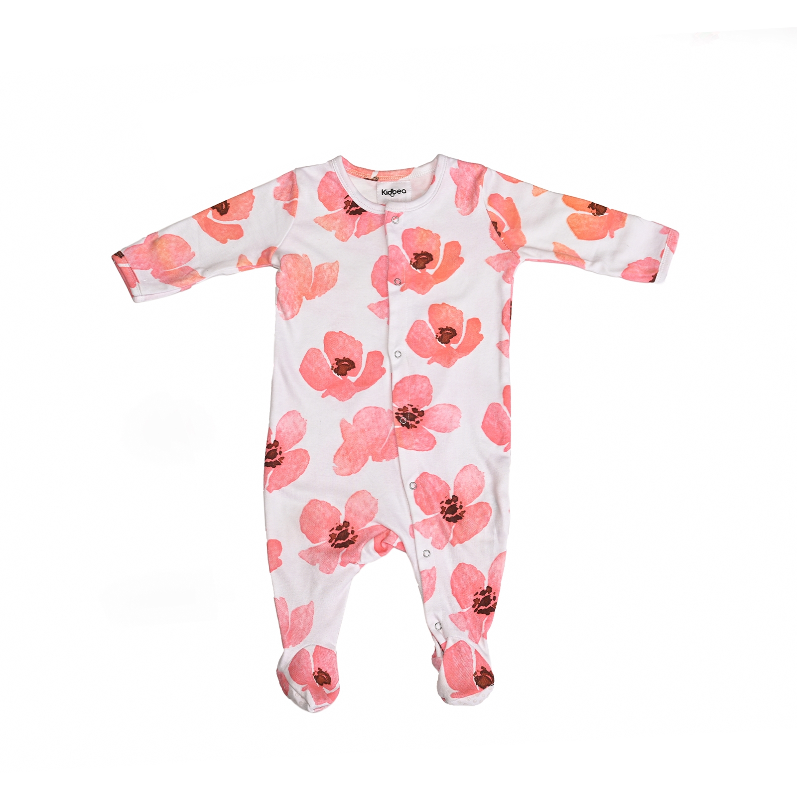 Kidbea | Kidbea Organic Cotton Poppy Flower Printed Bodysuit with Footies
