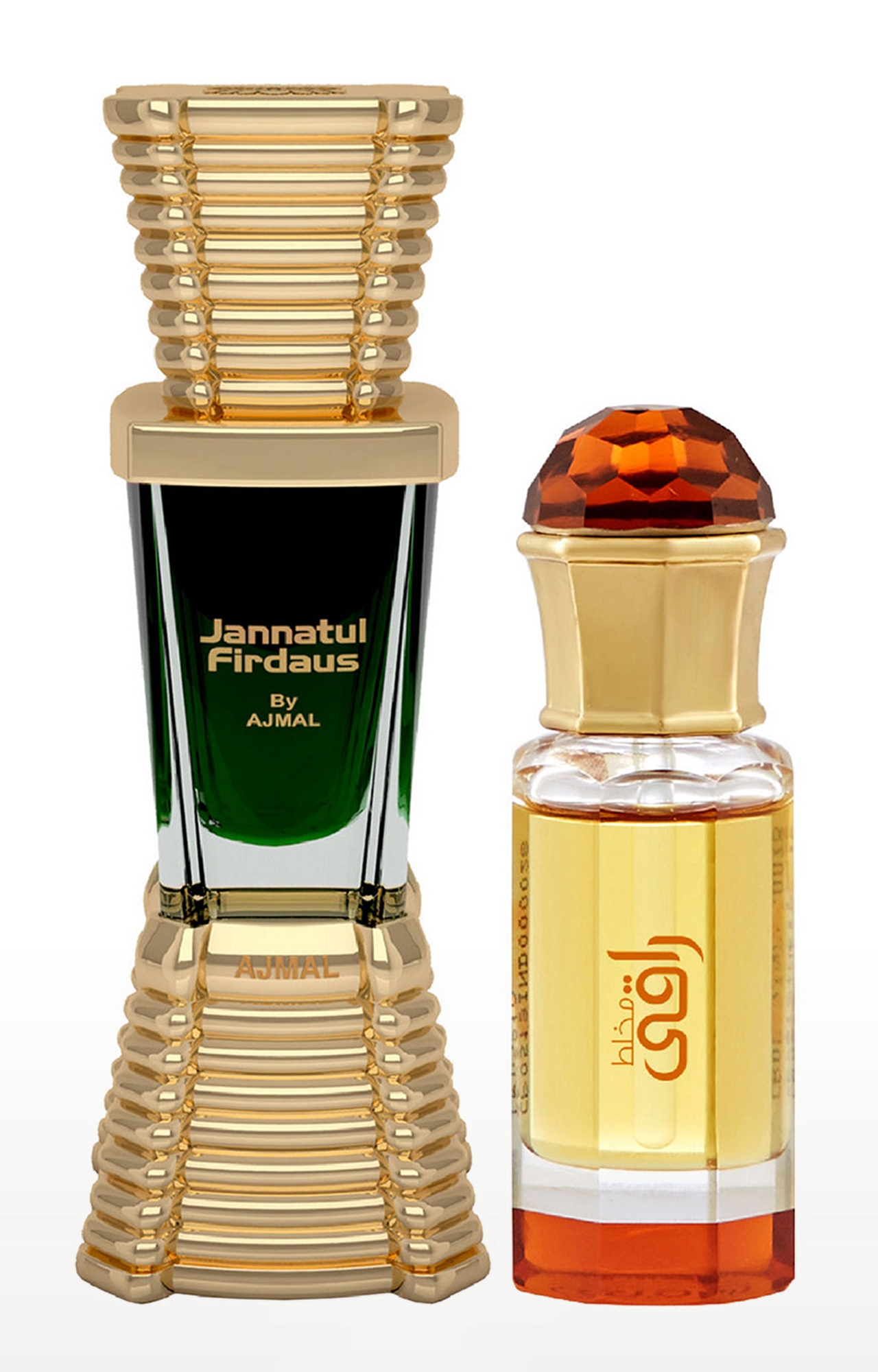 Ajmal Jannatul Firdaus Concentrated Perfume Oil Oriental Alcohol-free Attar 10ml for Unisex and Mukhallat Raaqi Concentrated Perfume Oil Alcohol-free Attar 10ml for Unisex