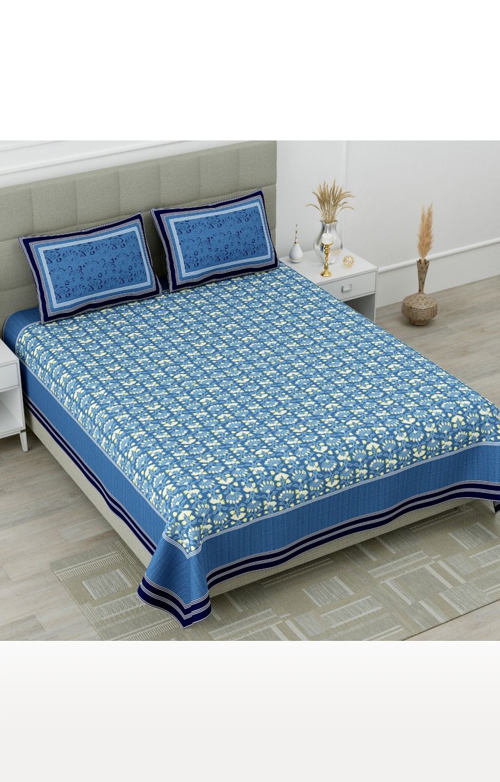 JAGURO | 400 TC Pure Cotton Premium Jaipuri Printed King Size Double Bedsheet with 2 Pillow Covers for Special Occasion.(Size: 108*108 inch).