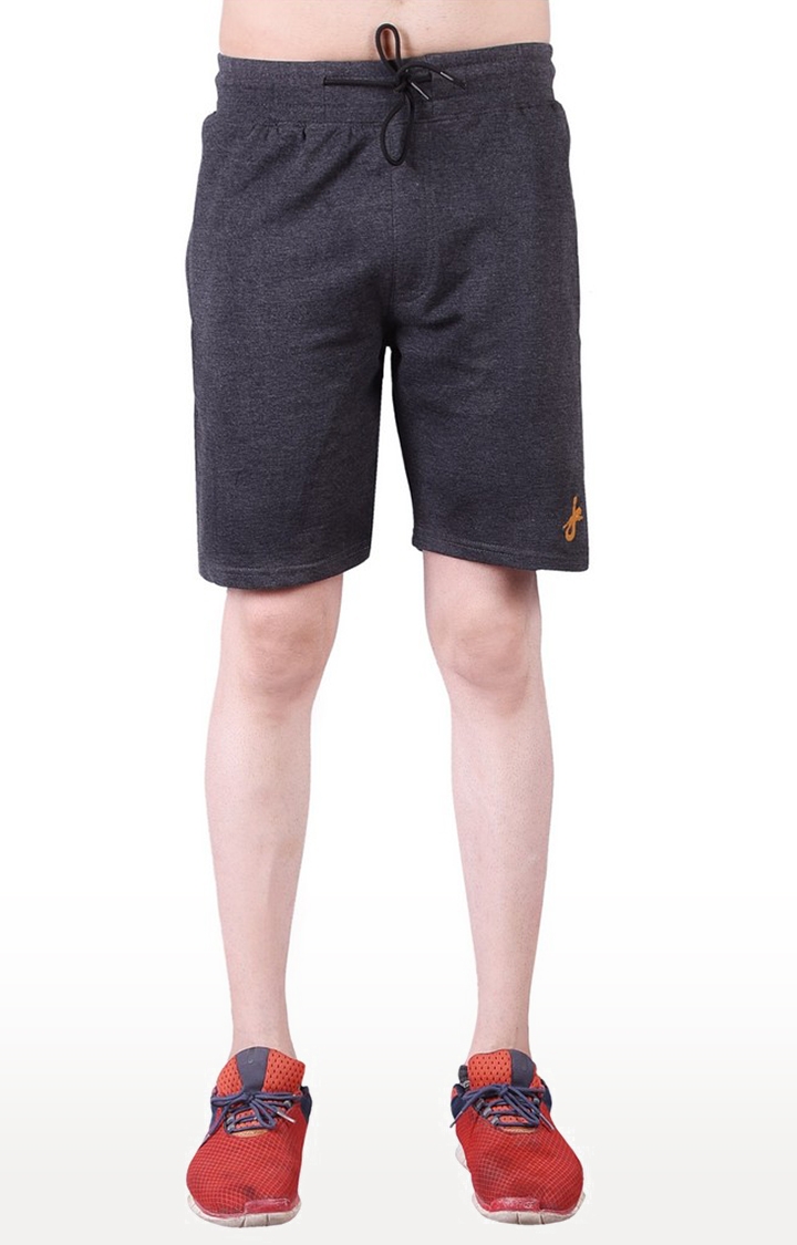 JAGURO | Grey Cotton Solid Shorts