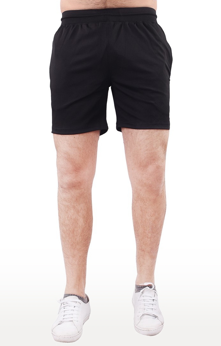 JAGURO | Black Polyester Solid Activewear Shorts