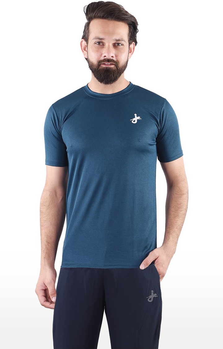 JAGURO | Blue Solid Activewear T-Shirt