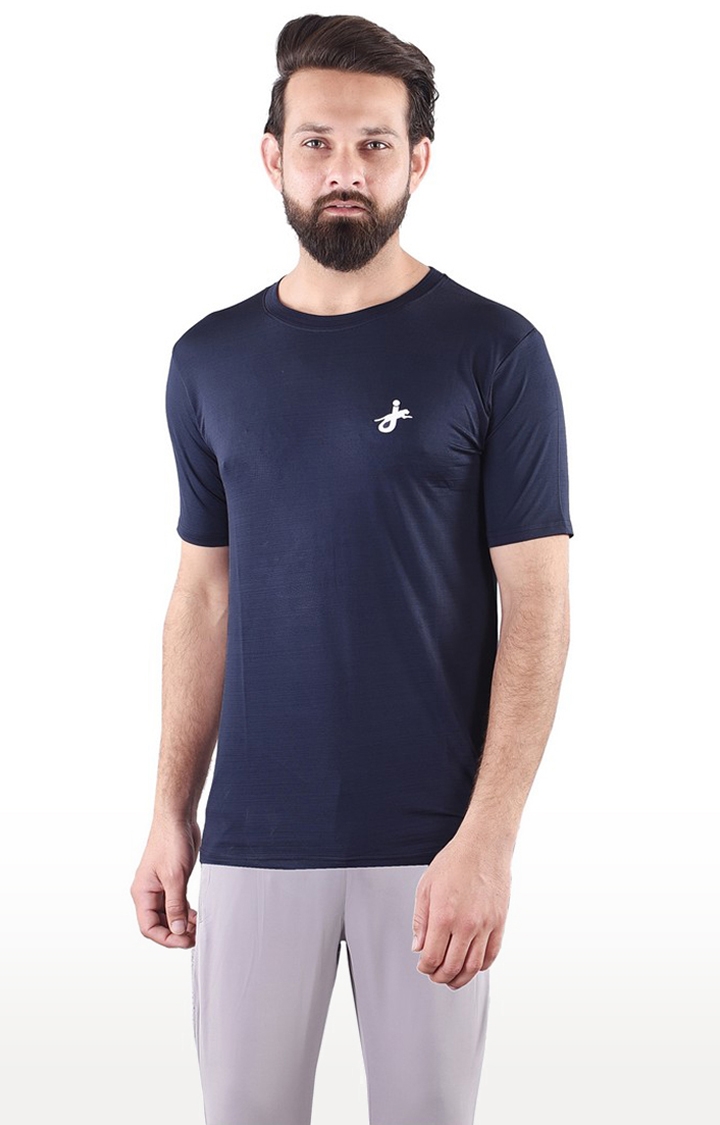 JAGURO | Blue Solid Activewear T-Shirt