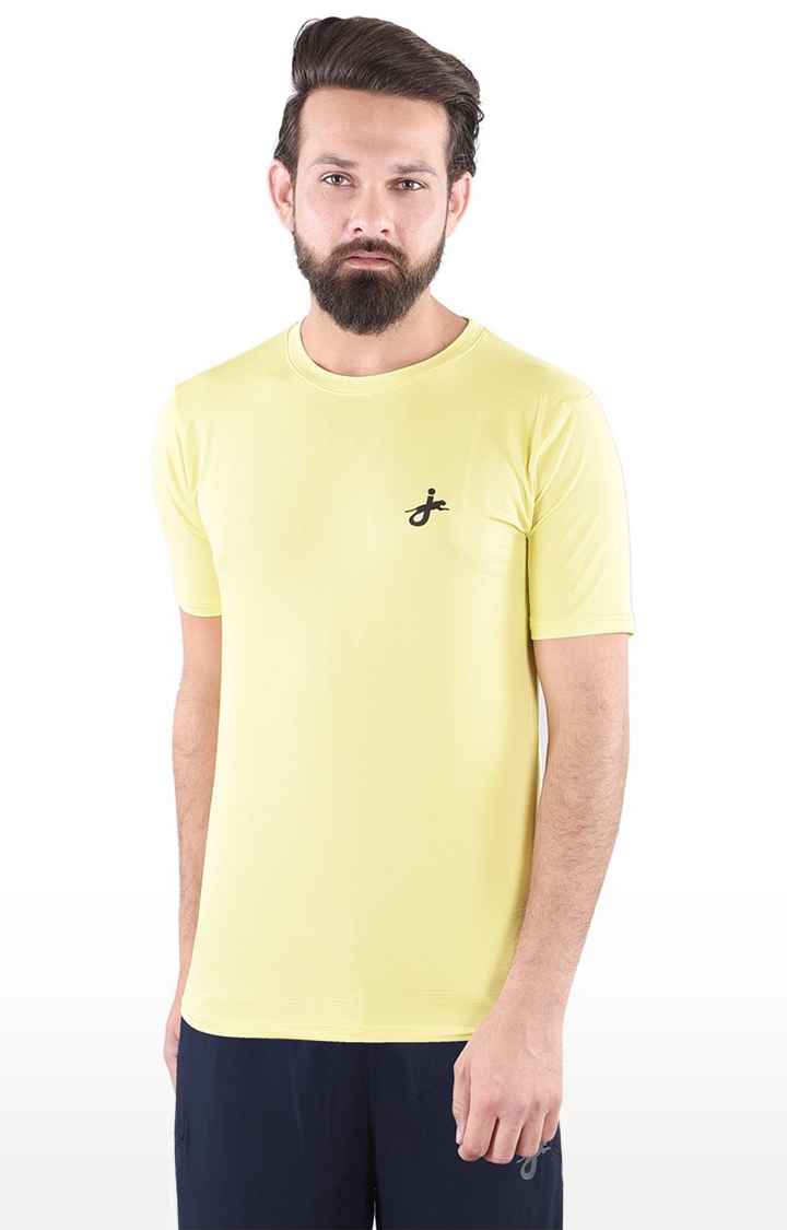 JAGURO | Yellow Solid Activewear T-Shirt