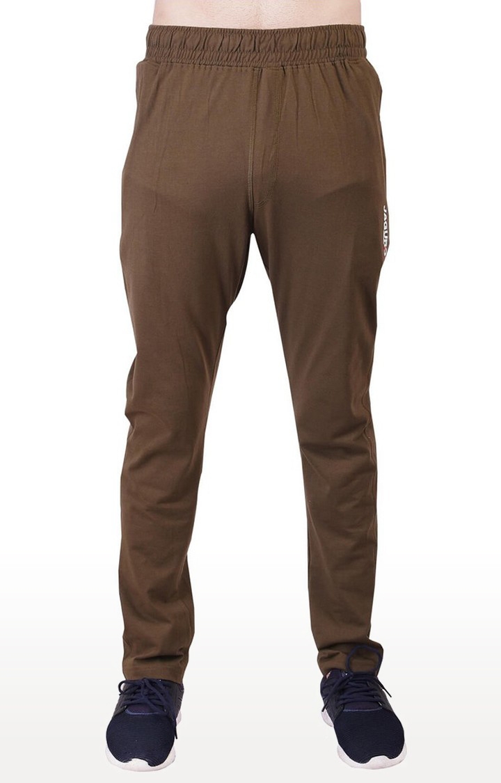 JAGURO | Brown Cotton Solid Track pant